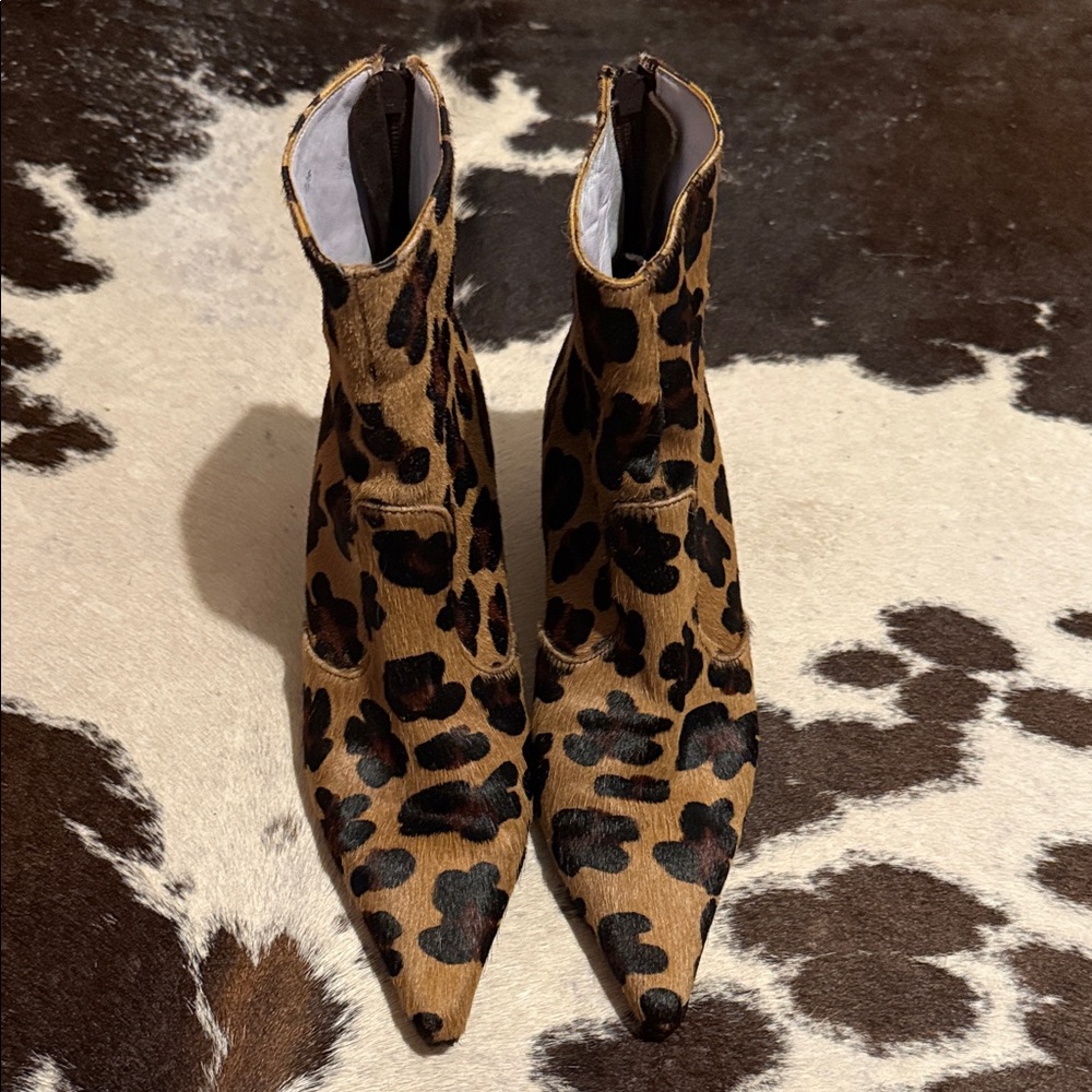 Boden Ponyhair Leopard Print Ankle Boots
